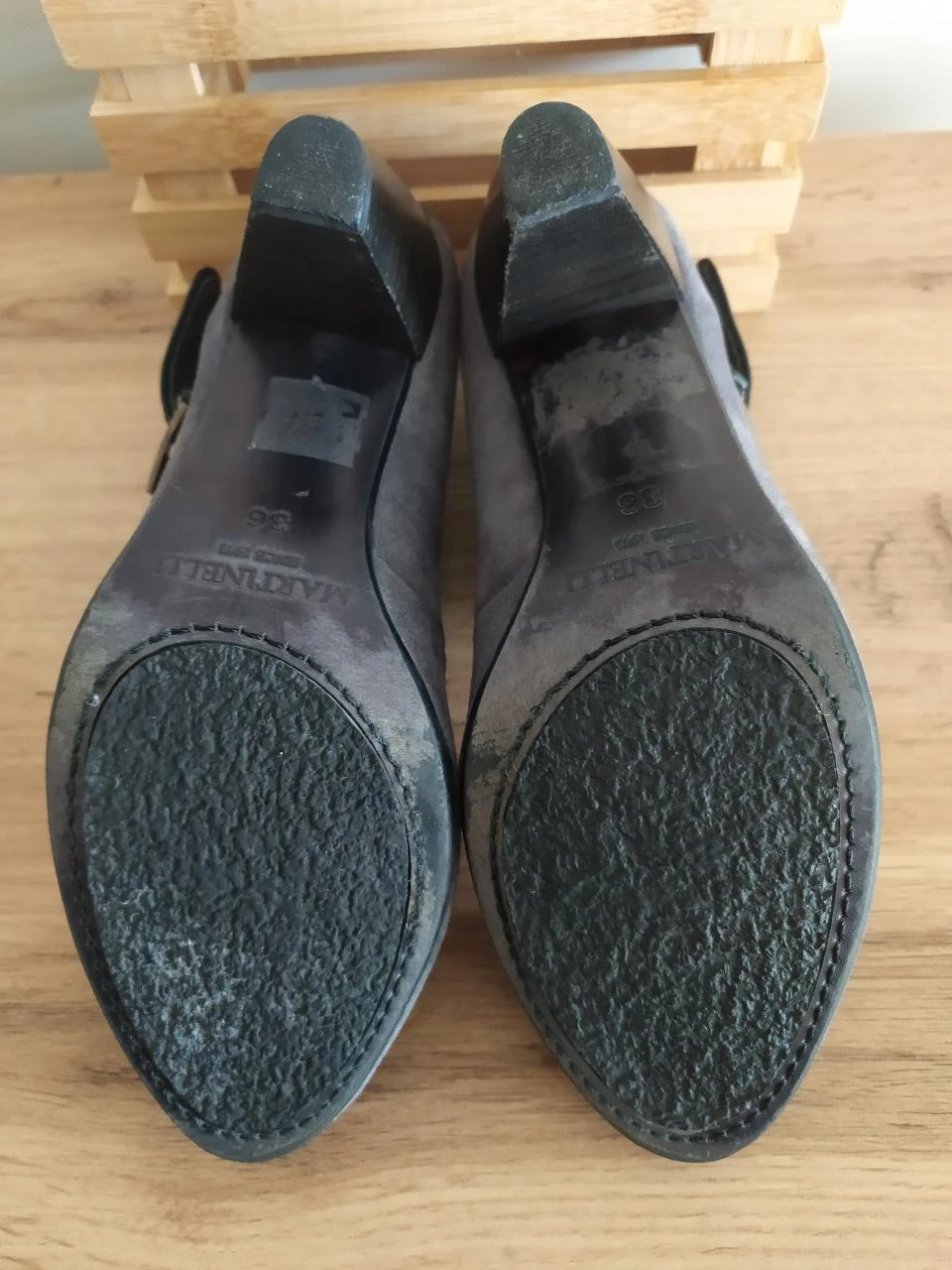 Elegant Martinelli Sapatos de Salto em Camurça Cinza Pele Tamanho 36 Pulseira – photo 8